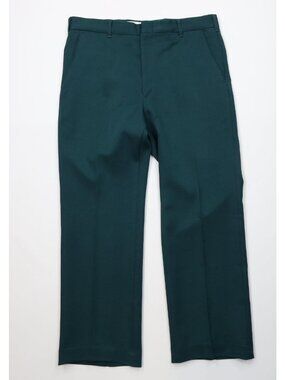 Vintage 70s Streetwear Mens 34x28 Knit Flared Wide Leg Chino Pants Green USA